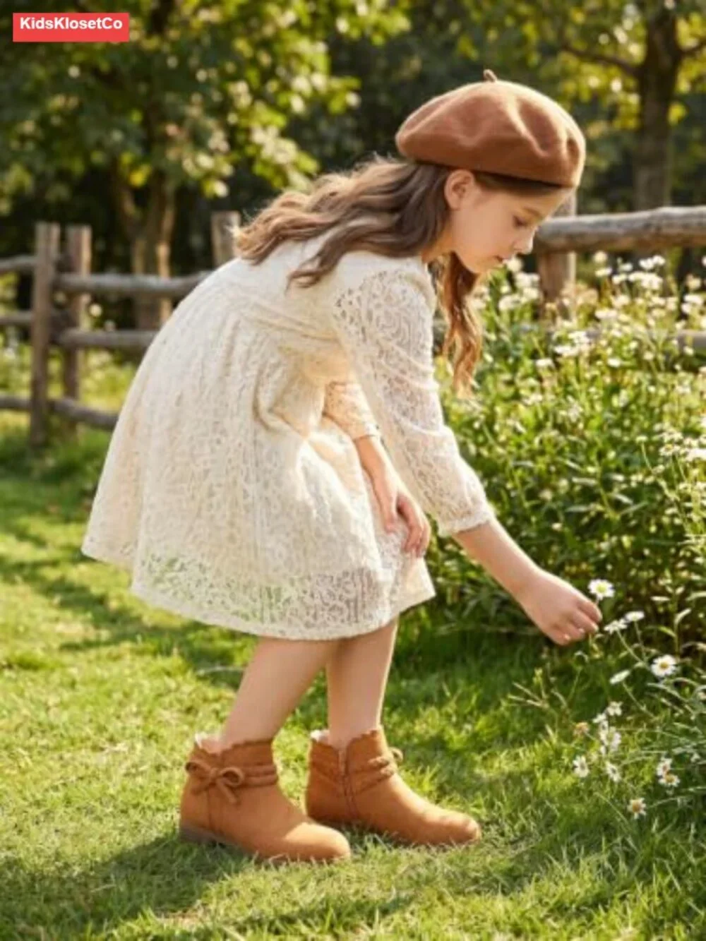 Girls Bow Ankle Boots Faux Suede Zip Booties Braided Strap Dress Shoes